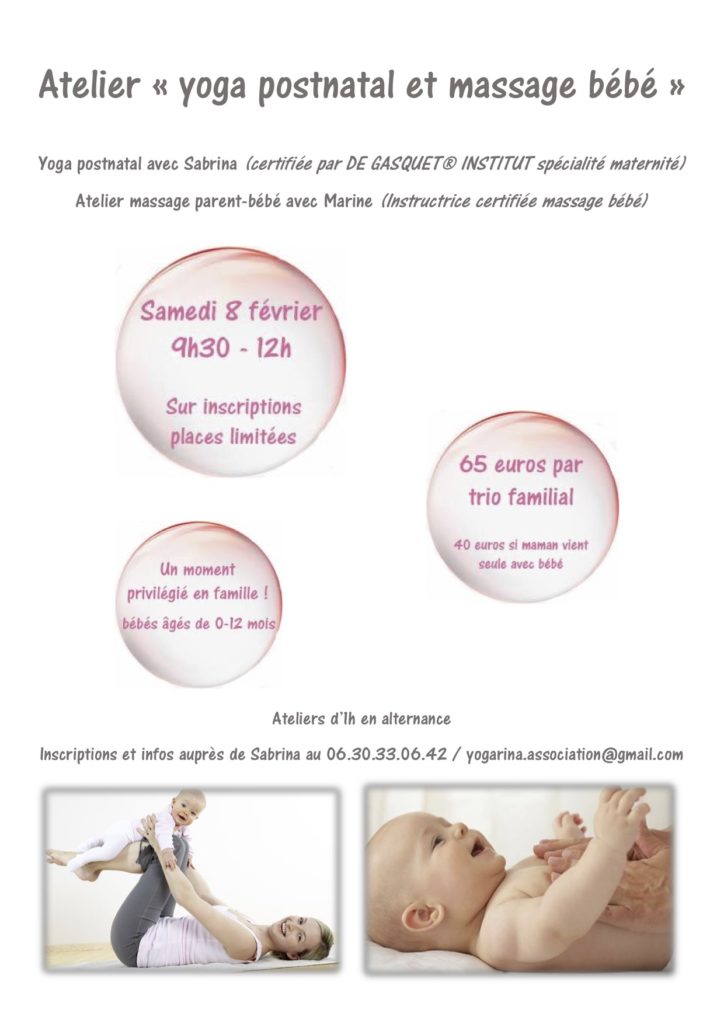 Affiche pour l'Atelier yoga postnatal et massage bébé